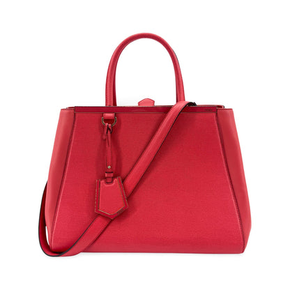 Fendi 2Jours Leather, Red, Leather, Handbag