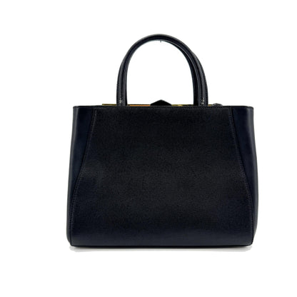 Fendi 2Jours Leather, Black, Calfskin, Handbag