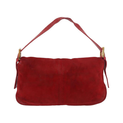Fendi Baguette Leather, Red, Suede, Shoulder Bag