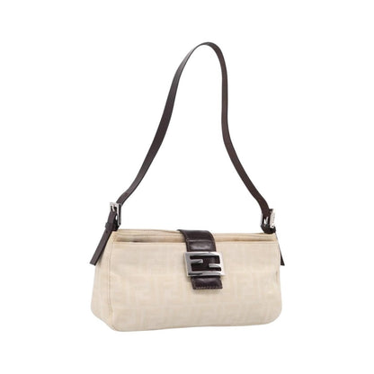 Fendi Baguette Pochette Zucca Canvas, Neutral, Canvas, Clutch