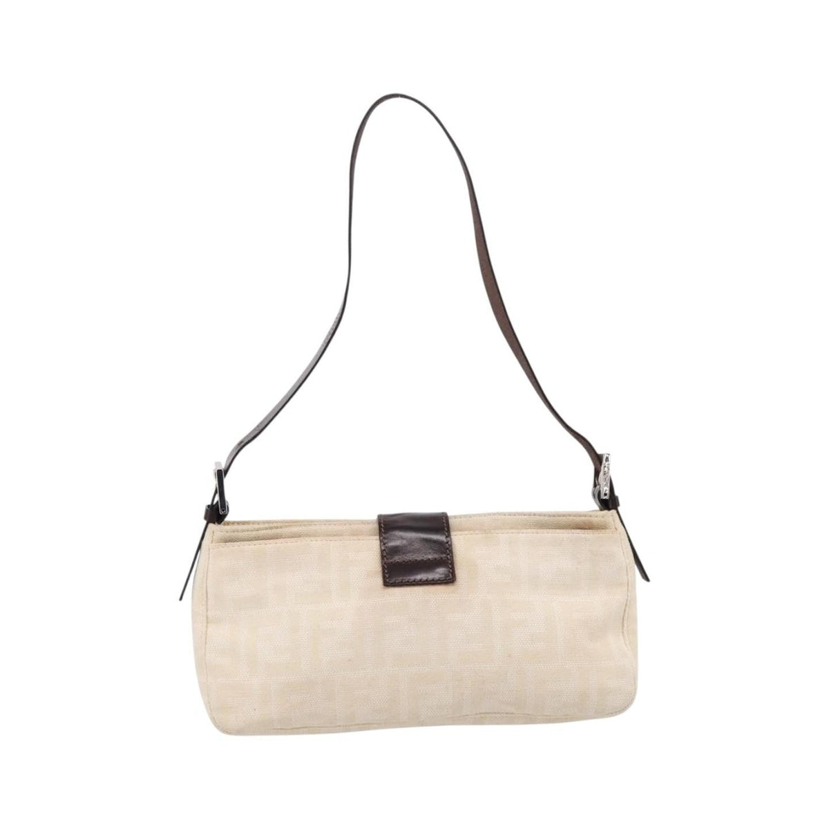 Fendi Baguette Pochette Zucca Canvas, Neutral, Canvas, Clutch