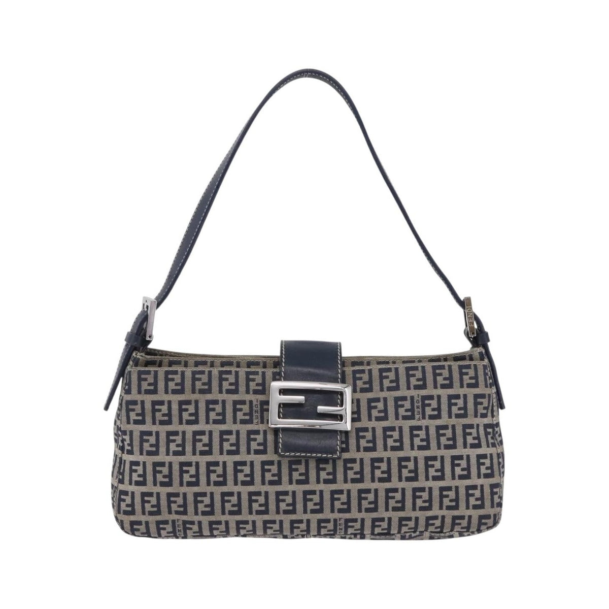 Fendi Baguette Zucca Canvas, Navy, Canvas, Handbag