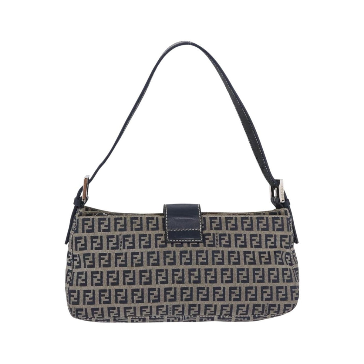 Fendi Baguette Zucca Canvas, Navy, Canvas, Handbag