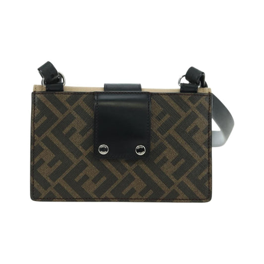 Fendi Baguette Zucca Canvas with Leather, Brown, Canvas, Handbag