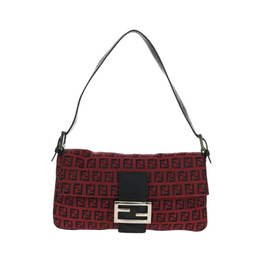 Fendi Baguette Zucchino Canvas, Red, Canvas, Handbag