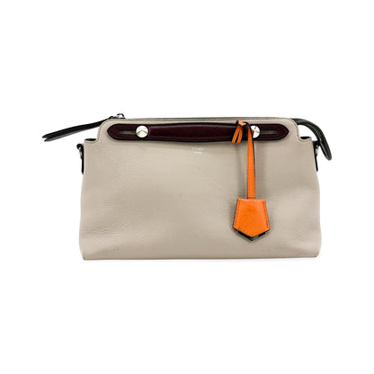 Fendi Boston Sequin Embellished Zucchino Coated Canvas, Beige, Leather, Handbag