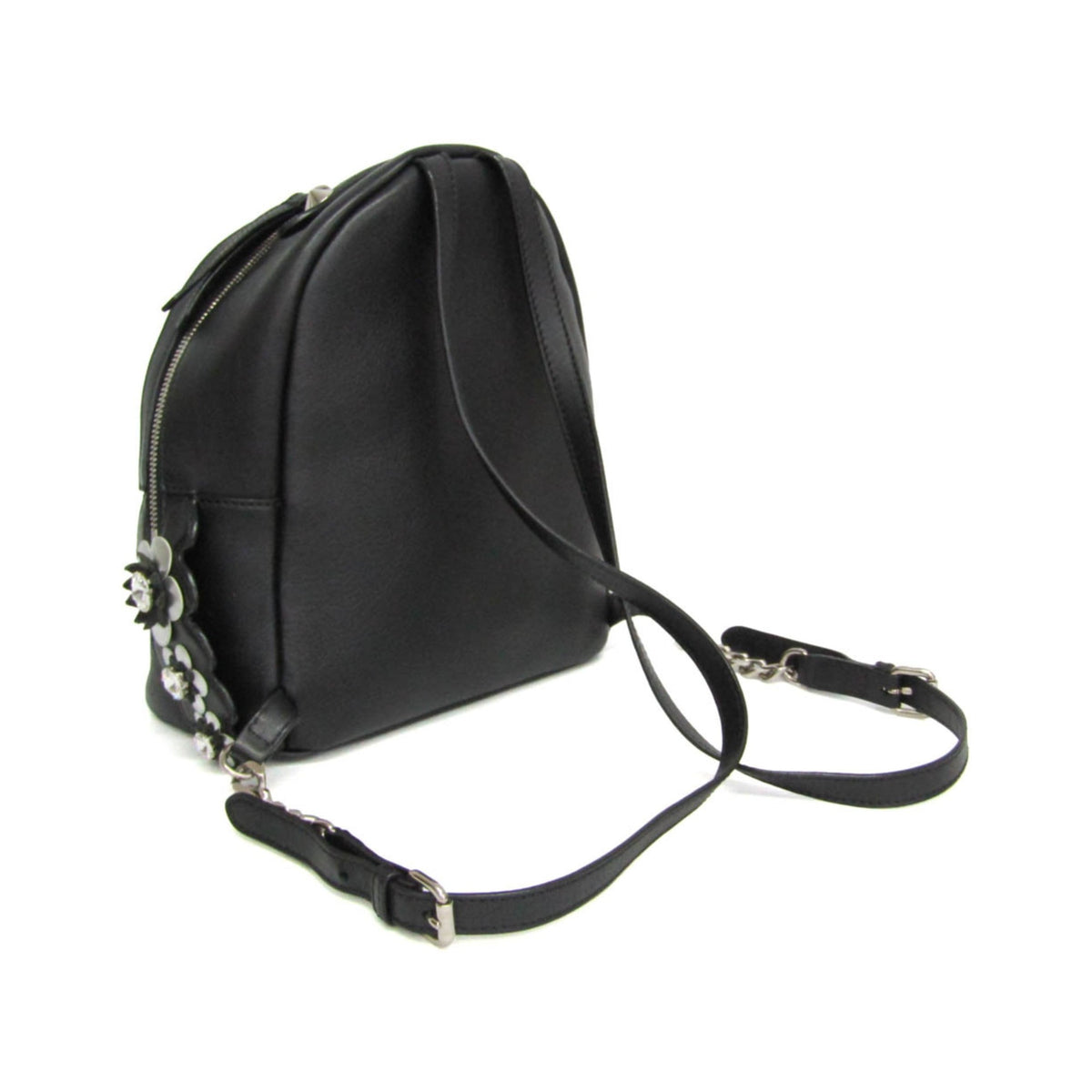 Fendi By The Way Leather with Crystals, Black, Leather, Backpack