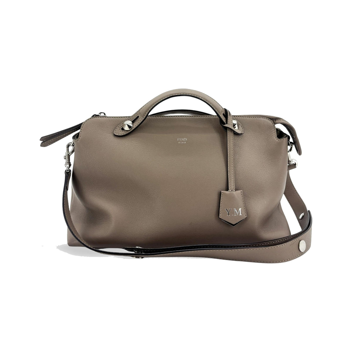 Fendi By The Way Satchel Calfskin, Beige, Leather, Handbag