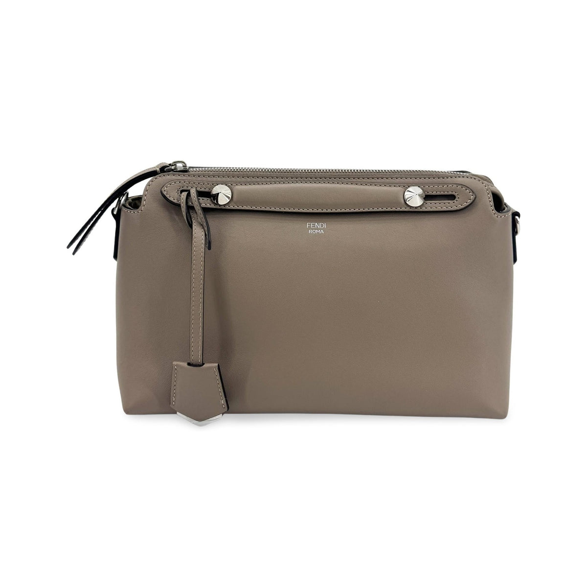 Fendi By The Way Satchel Calfskin, Gray, Calfskin, Handbag