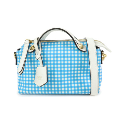 Fendi By The Way Satchel Printed Leather, Blue, Leather, Handbag