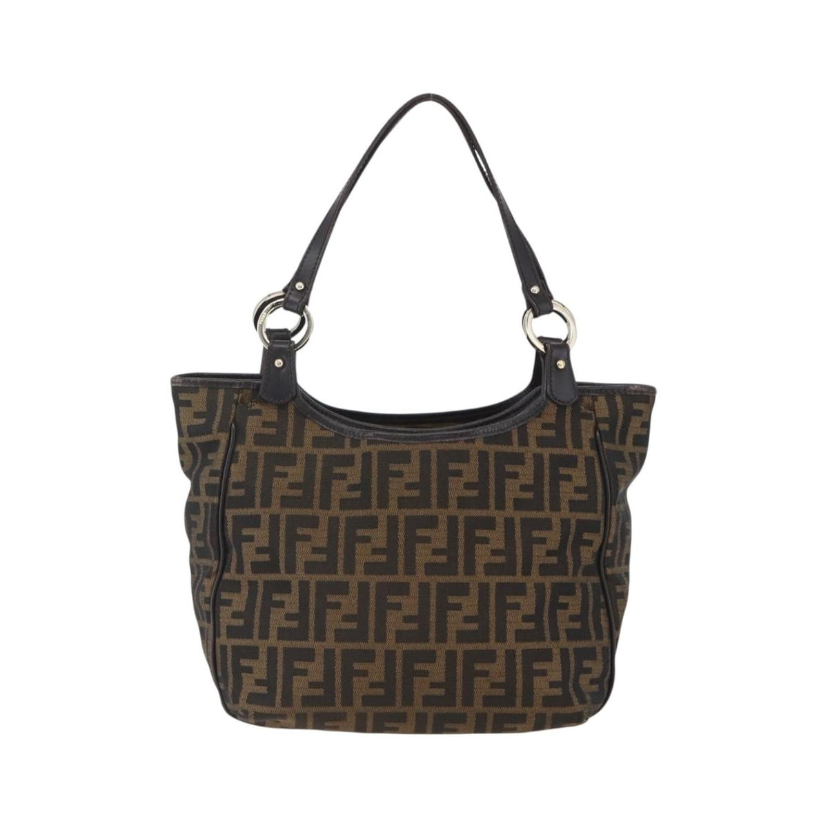 Fendi Chef Pleated Shopping Tote Zucca Canvas, Brown, Canvas, Tote Bag