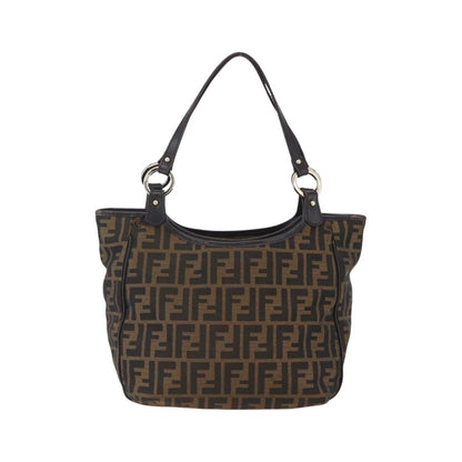 Fendi Chef Pleated Shopping Tote Zucca Canvas, Brown, Canvas, Tote Bag