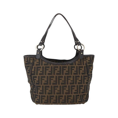 Fendi Chef Pleated Shopping Tote Zucca Canvas, Brown, Canvas, Tote Bag