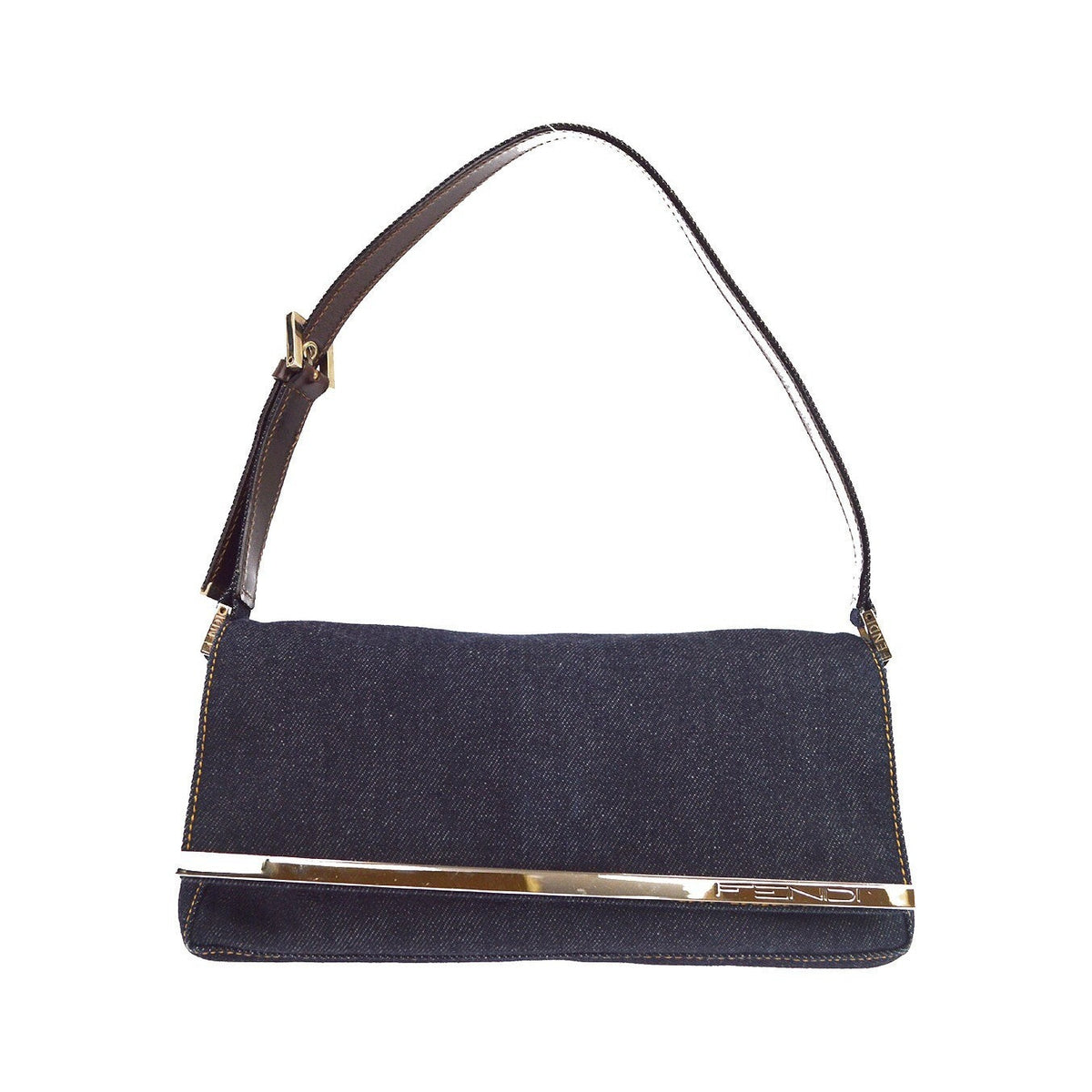Fendi Convertible Baguette Denim, Blue, Denim, Handbag
