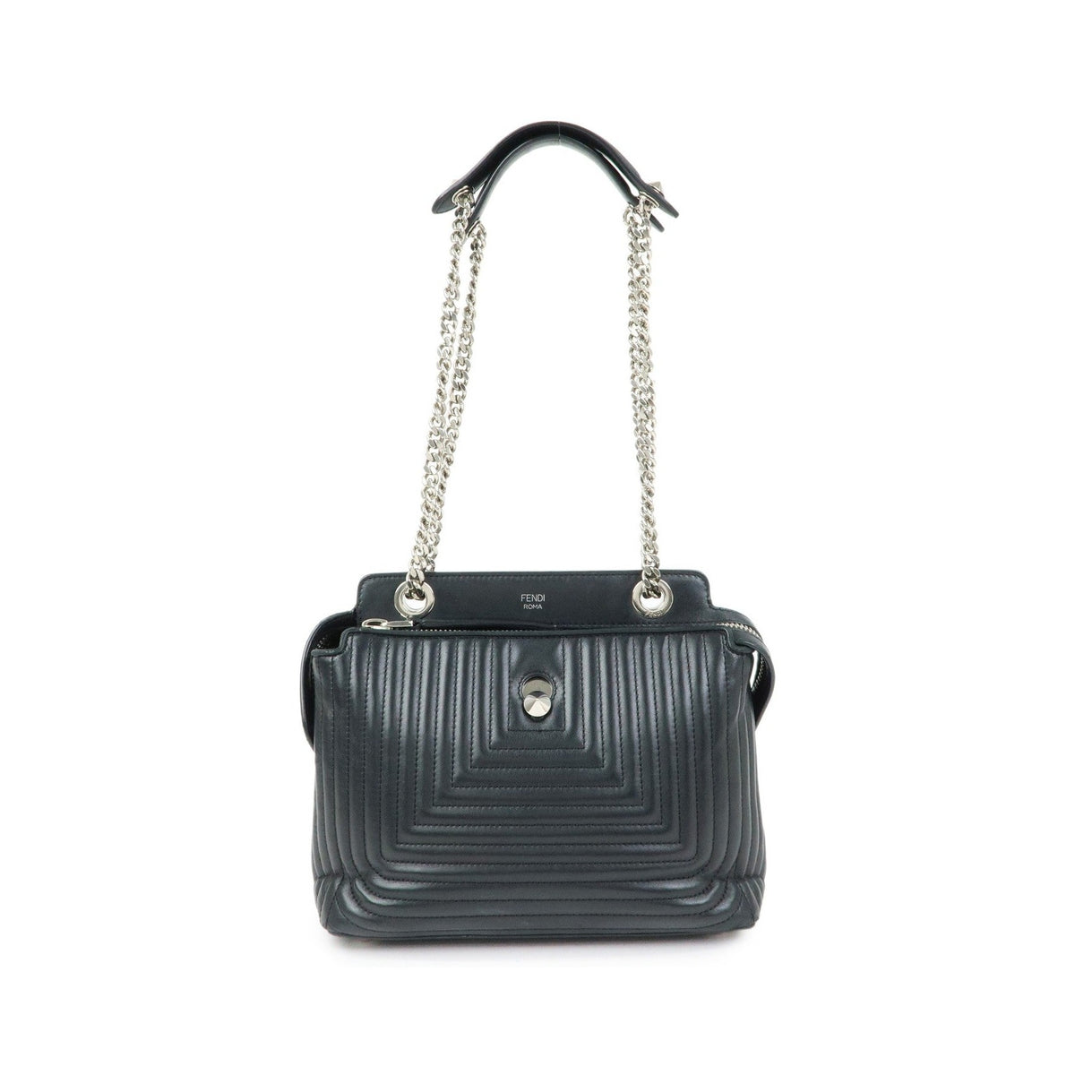 Fendi DotCom Click Quilted Leather, Black, Leather, Shoulder Bag