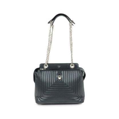 Fendi DotCom Click Quilted Leather, Black, Leather, Shoulder Bag