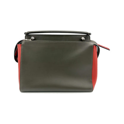 Fendi DotCom Convertible Satchel Leather, Gray, Leather, Handbag