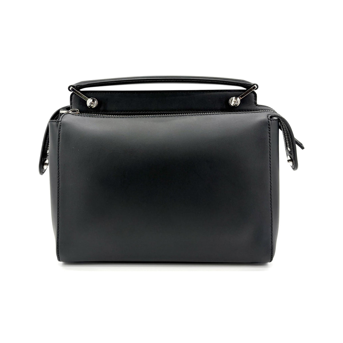 Fendi DotCom Convertible Satchel Leather, Black, Calfskin, Handbag