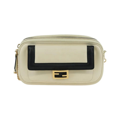 Fendi Easy 2 Baguette Leather, Beige, Leather, Crossbody Bag