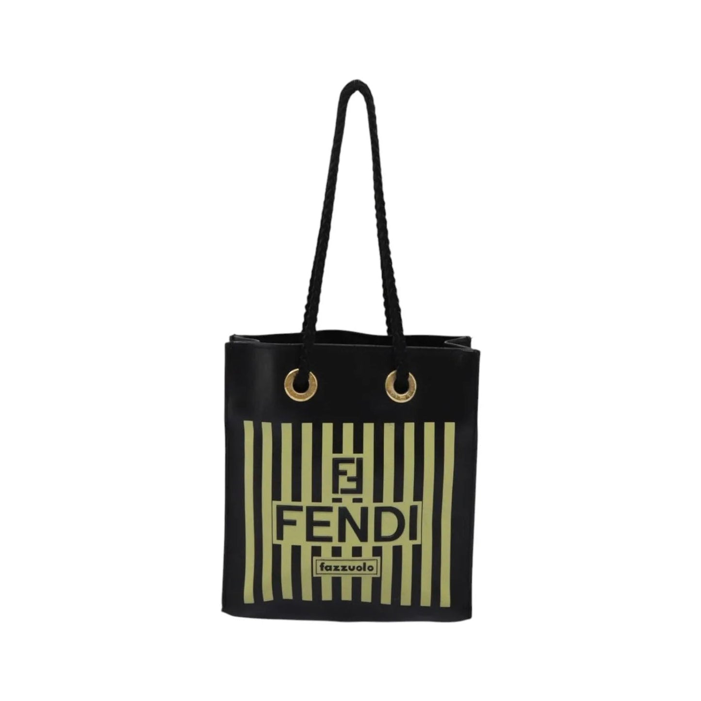 Fendi Fazzuolo Leather, Black, Leather, Tote Bag