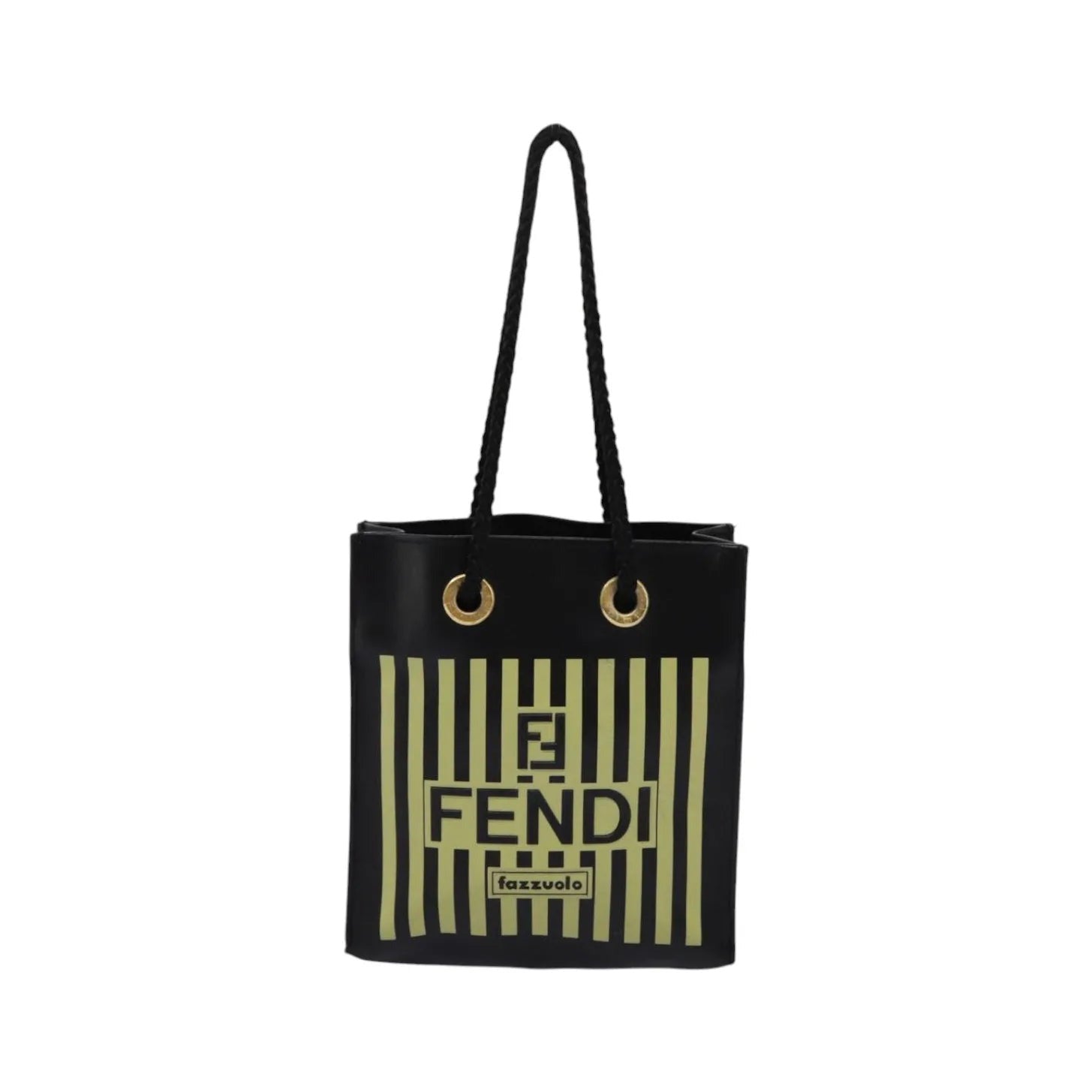 Fendi Fazzuolo Leather, Black, Leather, Tote Bag