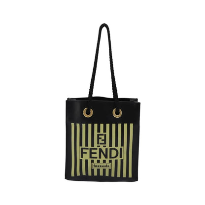 Fendi Fazzuolo Leather, Black, Leather, Tote Bag