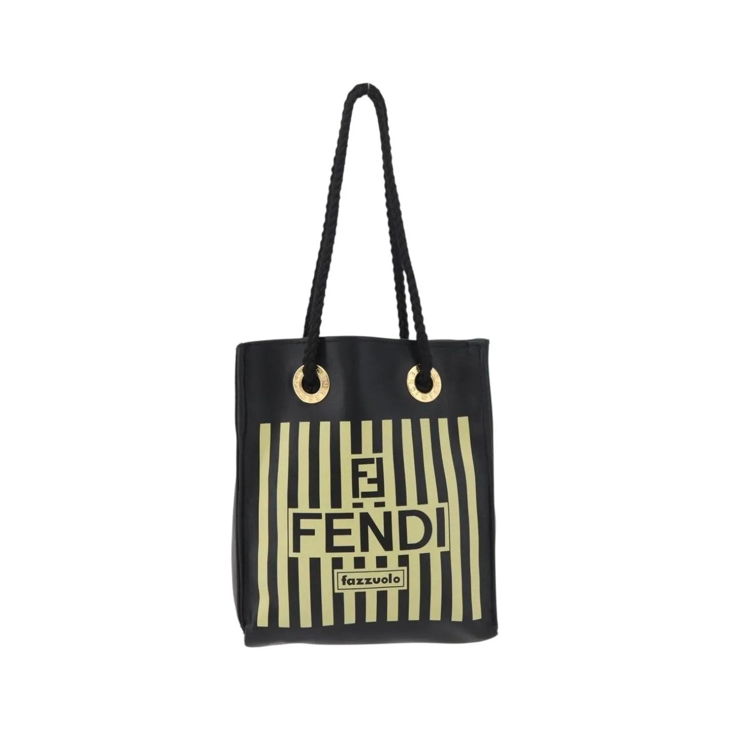 Fendi Fazzuolo Leather, Black, Polyester, Tote Bag