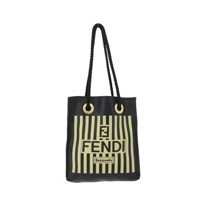 Fendi Fazzuolo Leather, Black, Polyester, Tote Bag