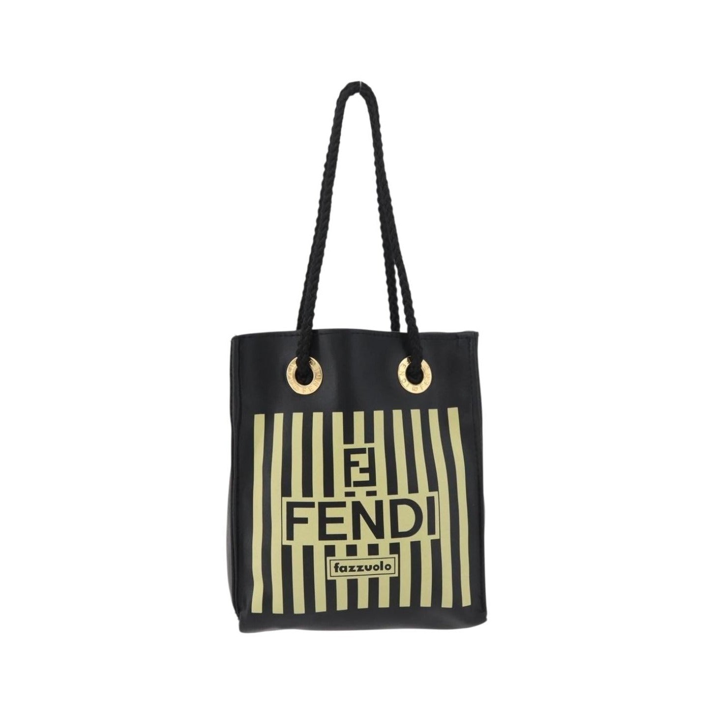 Fendi Fazzuolo Leather, Black, Polyester, Tote Bag