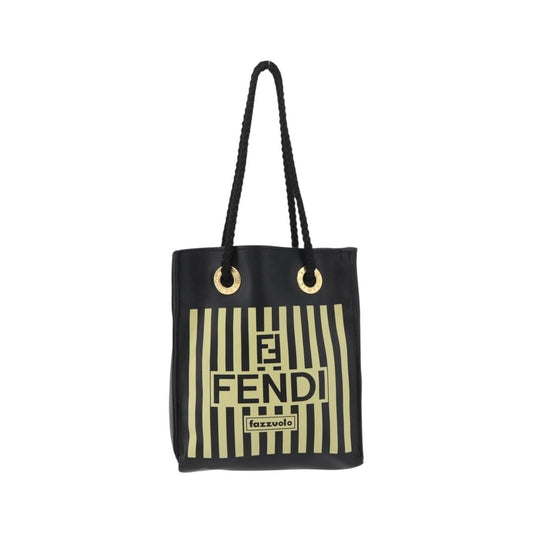 Fendi Fazzuolo Leather, Black, Polyester, Tote Bag