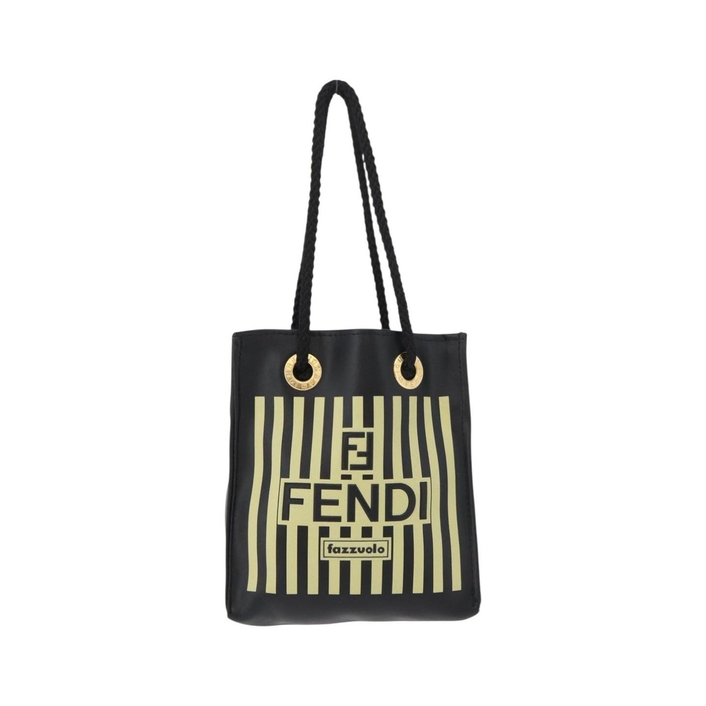 Fendi Fazzuolo Leather, Black, Polyester, Tote Bag