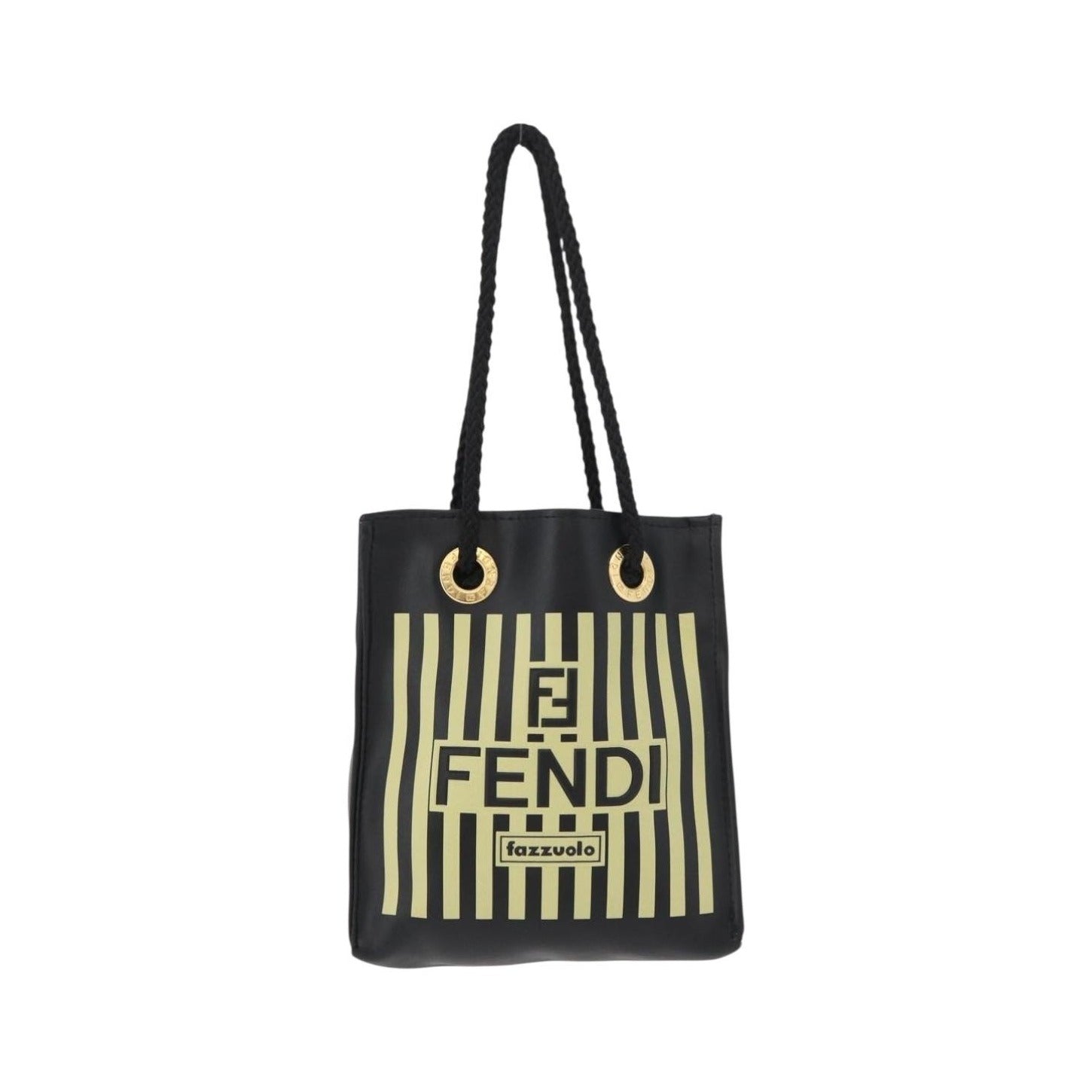 Fendi Fazzuolo Leather, Black, Polyester, Tote Bag