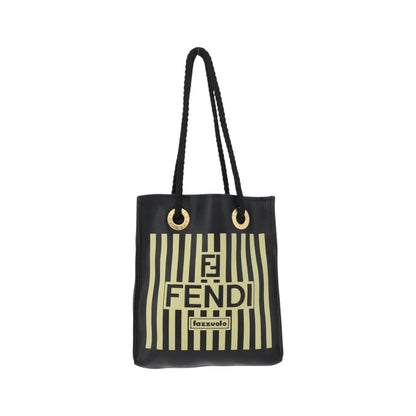 Fendi Fazzuolo Leather, Black, Polyester, Tote Bag