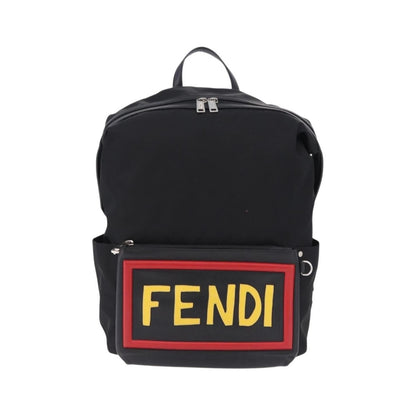 Fendi Fiend Nylon with Printed Leather, Black, Nylon, Backpack