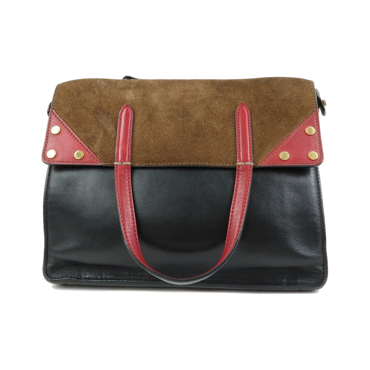 Fendi Flip Leather and Suede, Black, Leather, Tote Bag