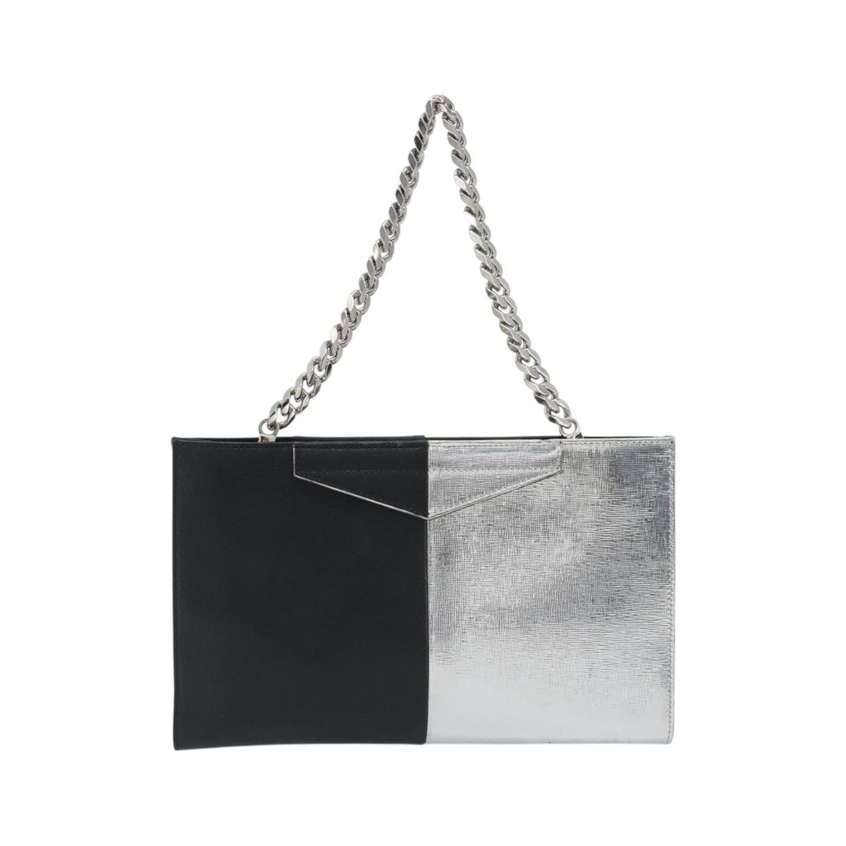 Fendi Grande Colorblock Clutch Leather, Silver, Leather, Clutch