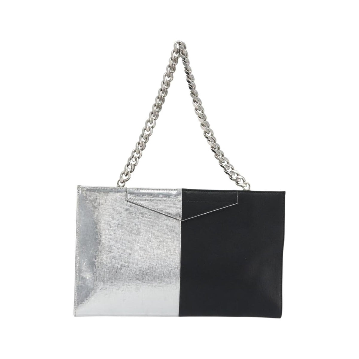 Fendi Grande Colorblock Clutch Leather, Silver, Leather, Clutch