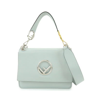Fendi Kan I F Leather, Gray, Leather, Shoulder Bag