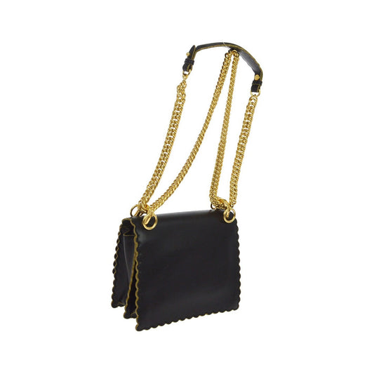 Fendi Kan I Leather, Black, Leather, Shoulder Bag