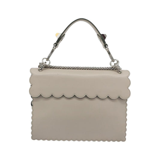 Fendi Kan I Leather, Gray, Leather, Shoulder Bag