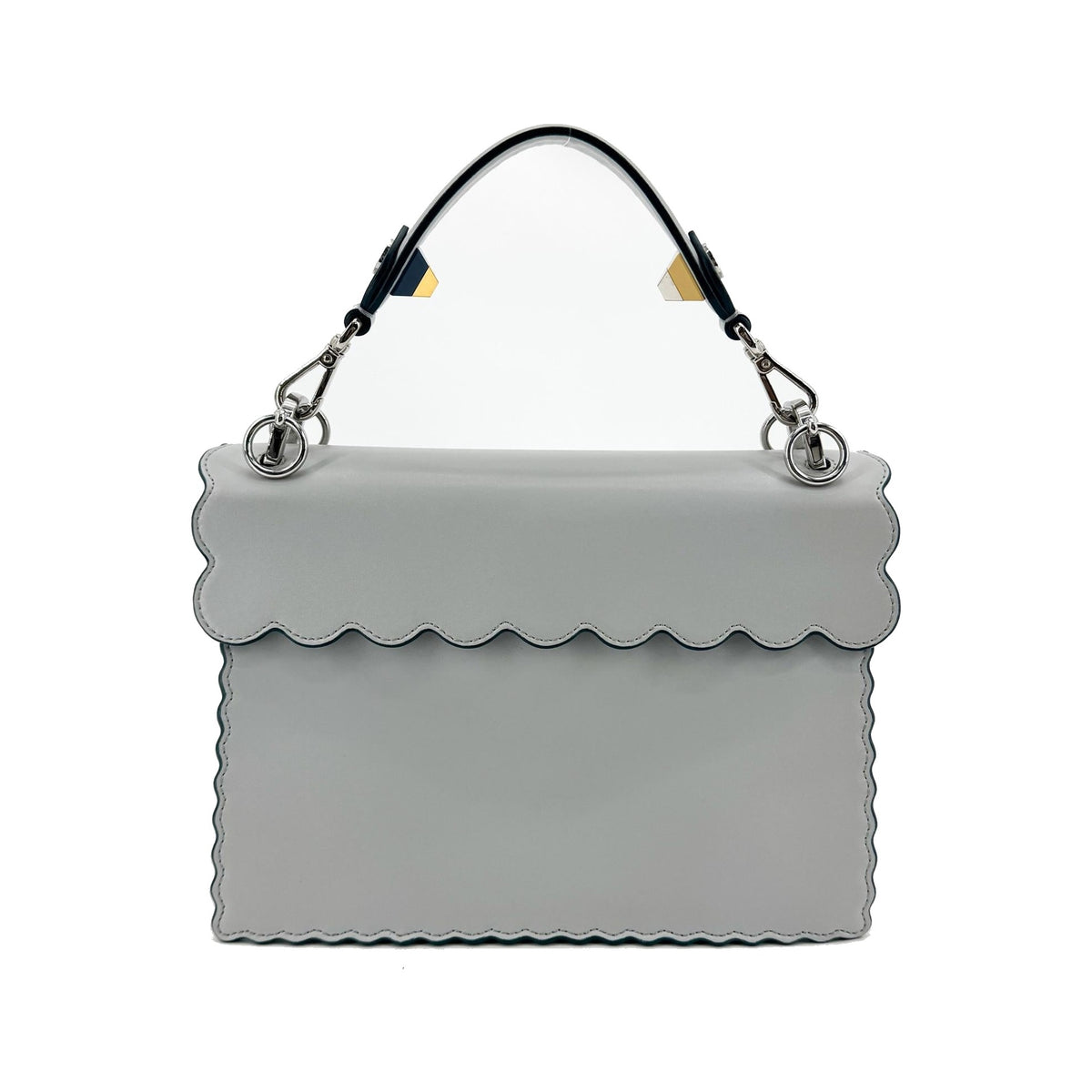 Fendi Kan I Leather, Gray, Leather, Handbag