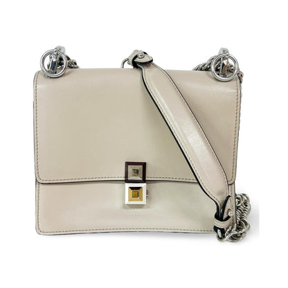 Fendi Kan I Leather, Ecru, Leather, Shoulder Bag