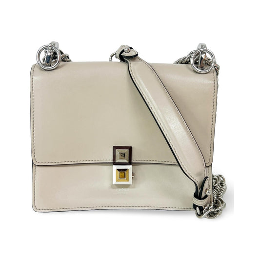 Fendi Kan I Leather, Ecru, Leather, Shoulder Bag