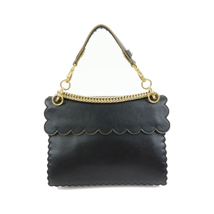 Fendi Kan I Leather, Black, Leather, Shoulder Bag