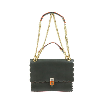 Fendi Kan I Leather, Green, Leather, Shoulder Bag