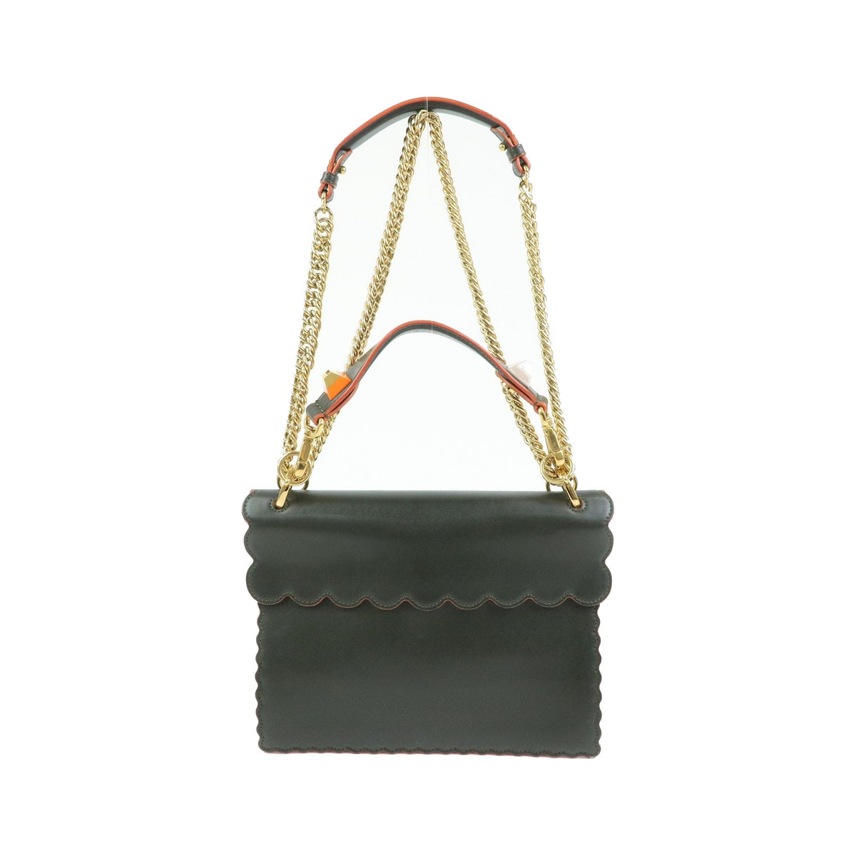 Fendi Kan I Leather, Green, Leather, Shoulder Bag