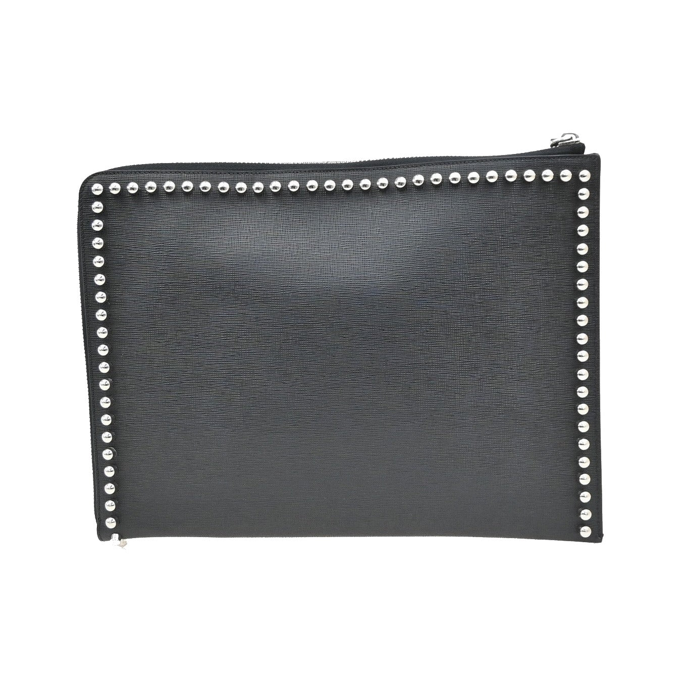 Fendi Karlito Studded Saffiano Leather, Black, Leather, Clutch