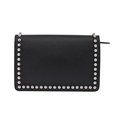 Fendi Karlito Wallet on Chain Studded Saffiano Leather, Black, Leather, Crossbody Bag