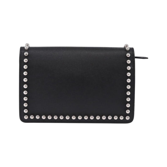 Fendi Karlito Wallet on Chain Studded Saffiano Leather, Black, Leather, Crossbody Bag