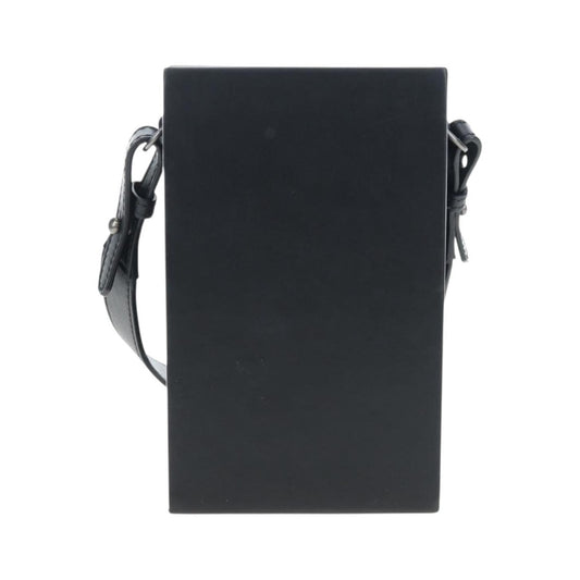 Fendi Logo Vertical Box Leather, Black, Leather, Shoulder Bag